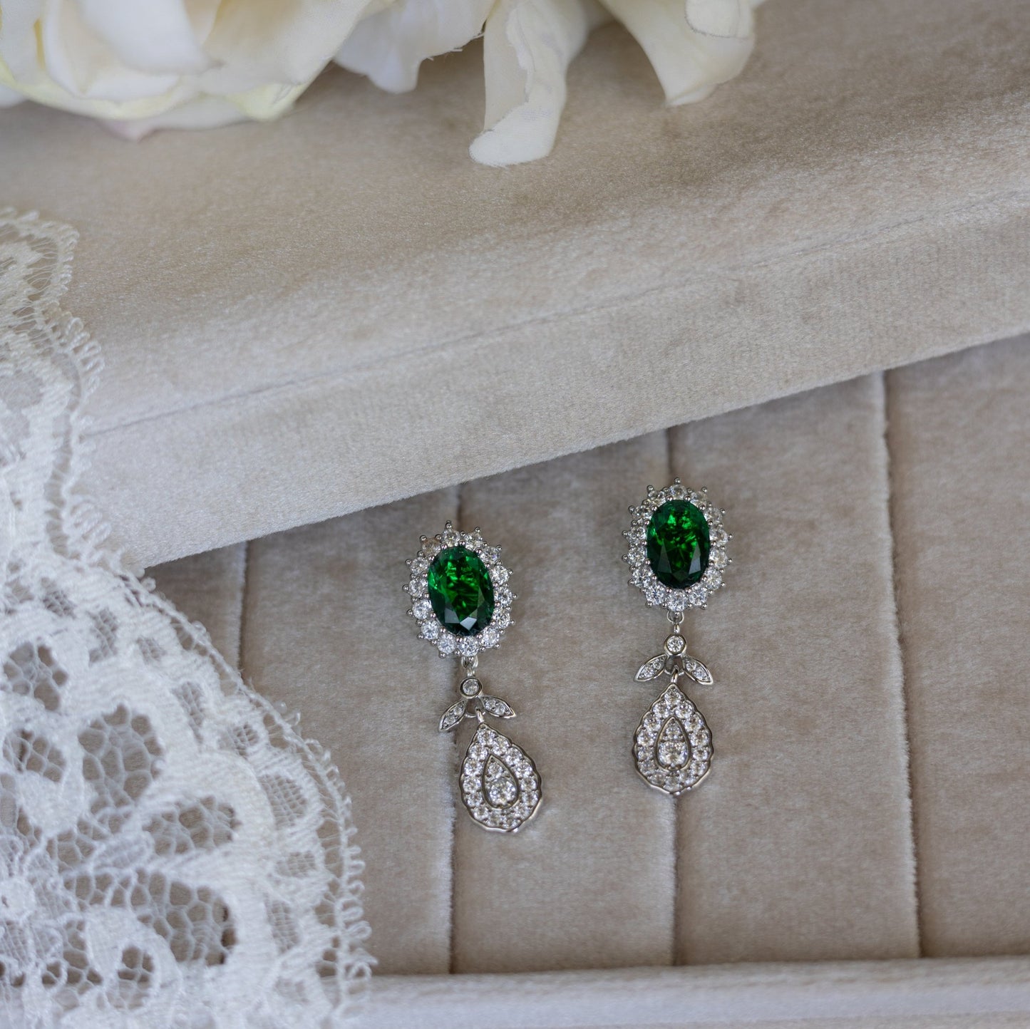 Lady Di Emerald Earrings