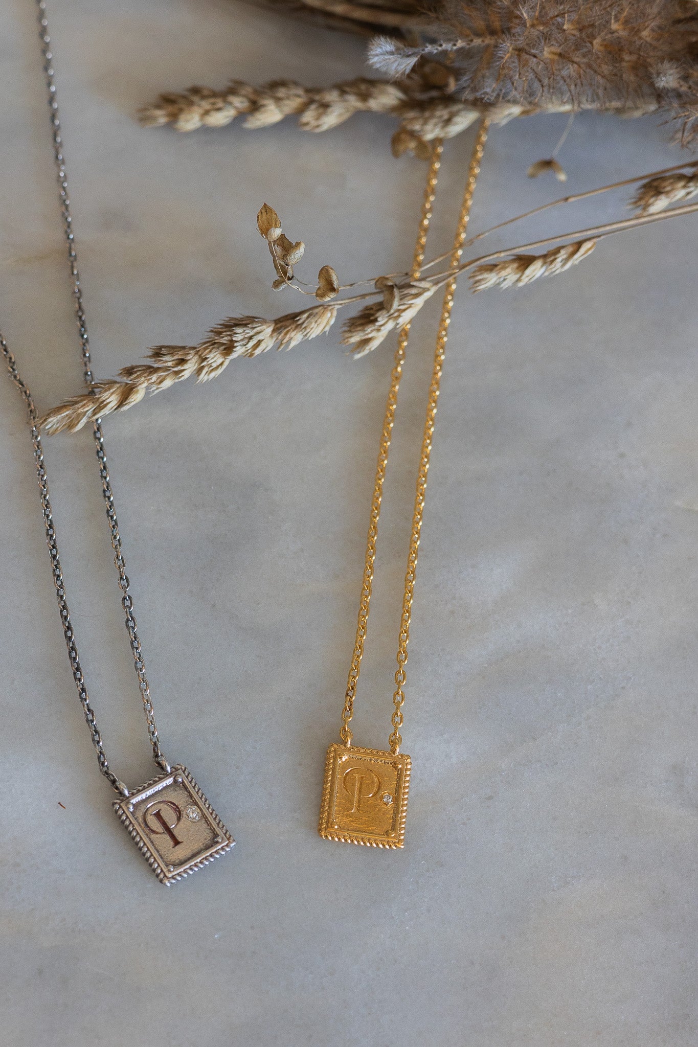 silver necklace with personalized medal